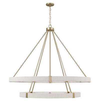 Capital Lighting Delaney Two-Tier 20-Light 48'' W x 41'' H Chandelier in Matte Brass with Bleached Natural Rope