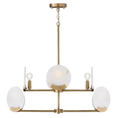 Capital Lighting Oriya Two-Tier 8-Light 36'' W x 13'' H Chandelier in Aged Brass with Natural Alabaster Stone