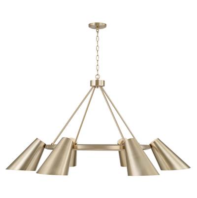 Capital Lighting Leo 6-Light Modern Ring Chandelier - 48" W x 25.5" H - Painted White Interior in Matte Brass