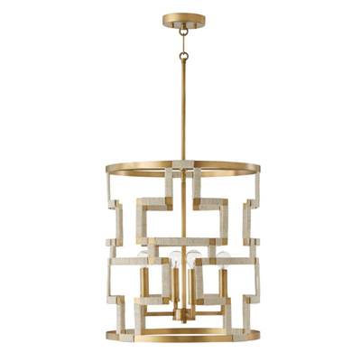 Capital Lighting Hala Foyer - 4-Light in Bleached Natural Jute and Patinaed Brass