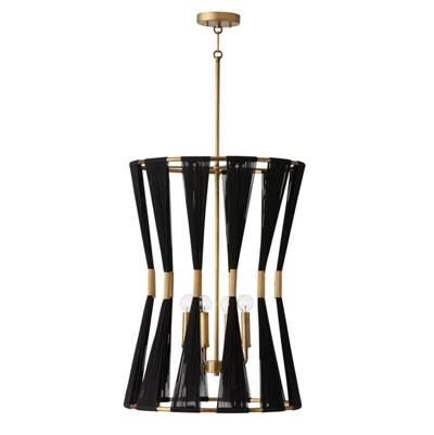 Capital Lighting Bianca Foyer - 4-Light in Black Rope and Patinaed Brass