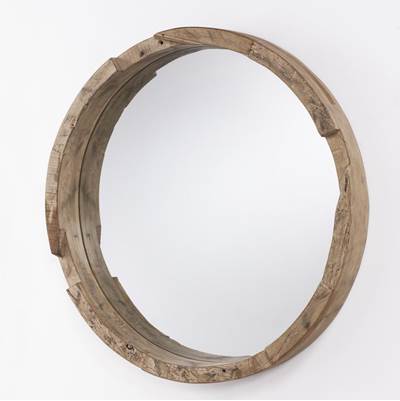 Capital Lighting Round Mirror in Natural Wood