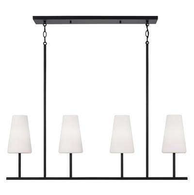 Capital Lighting Averitt 43" x 15" H 4-Light Linear Chandelier with Tapered Soft White Glass in Matte Black