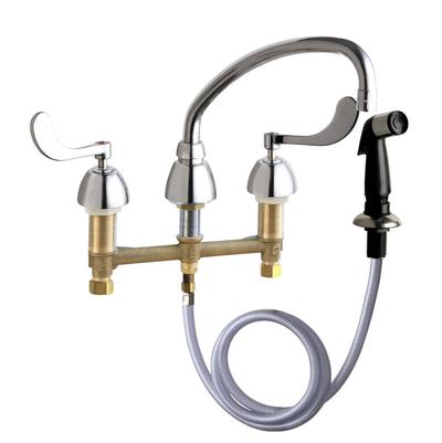 Chicago Faucets Deck Mounted Kitchen Sink Faucet with Spray