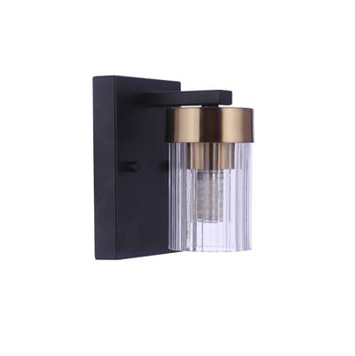 Craftmade Bond Street 1-Light Wall Sconce in Flat Black/Satin Brass
