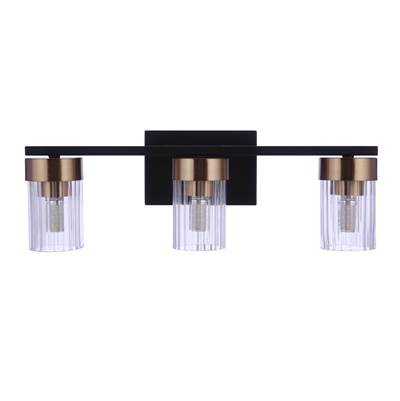 Craftmade Bond Street 3-Light Vanity in Flat Black/Satin Brass