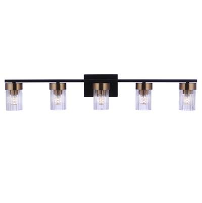 Craftmade Bond Street 5-Light Vanity Light in Flat Black Satin Brass