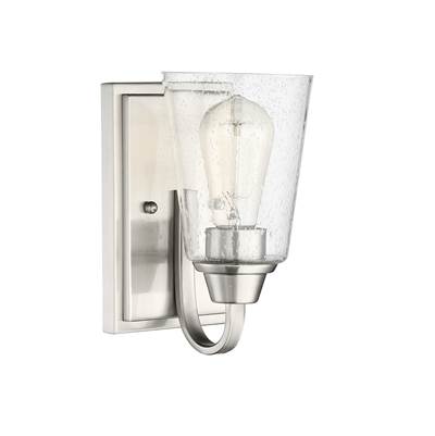 Craftmade Grace Wall Sconce - 1-Light - Clear Seeded Glass in Brushed Polished Nickel