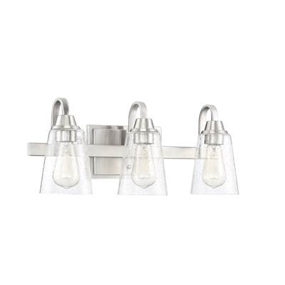 Craftmade Grace 3-Light Vanity - Clear Seeded Glass in Brushed Polished Nickel
