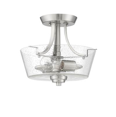 Craftmade Grace 2 Light Convertible Semi-Flush - Clear Seeded Glass in Brushed Polished Nickel
