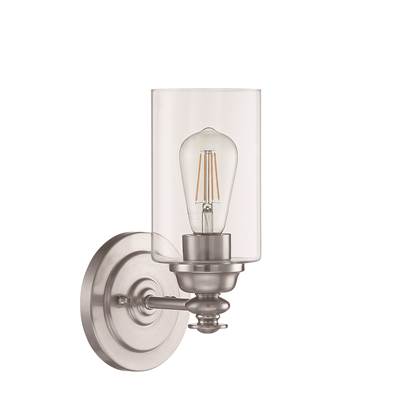 Craftmade Dardyn Wall Sconce - 1-Light - Clear Glass in Brushed Polished Nickel