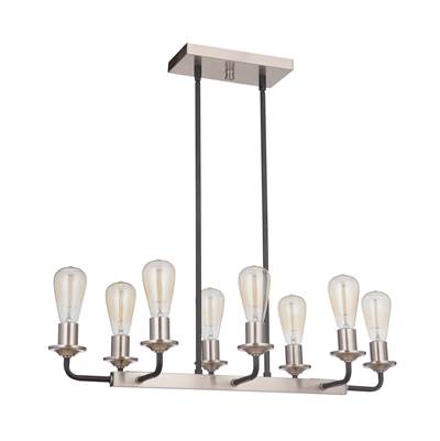 Craftmade Randolph 8-Light Island Pendant in Flat Black/Brushed Polished Nickel