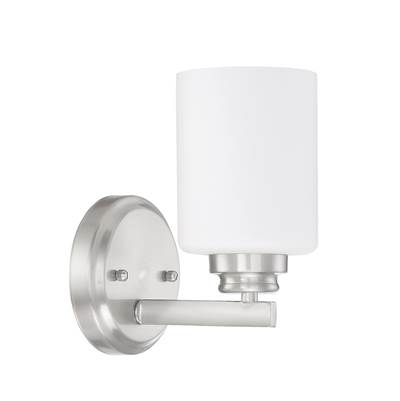 Craftmade Bolden Vanity - 1-Light - White Glass in Brushed Polished Nickel