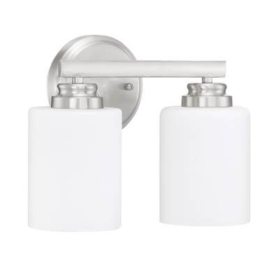 Craftmade Bolden 2-Light Vanity Light in Brushed Polished Nickel (White Glass)