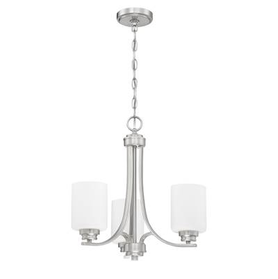 Craftmade Bolden 3-Light Chandelier in Brushed Polished Nickel (White Glass)