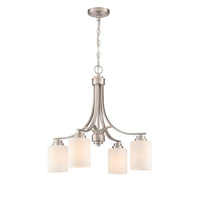 Craftmade Bolden 4-Light Chandelier in Brushed Polished Nickel (White Glass)