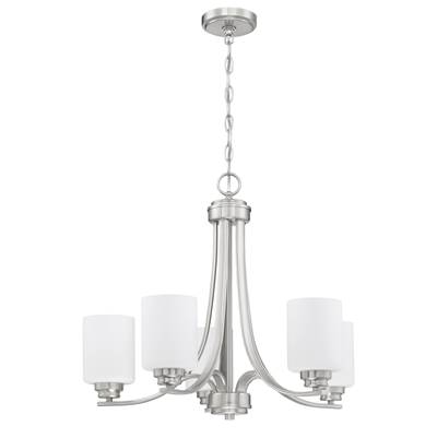 Craftmade Bolden 5-Light Chandelier in Brushed Polished Nickel (White Glass)