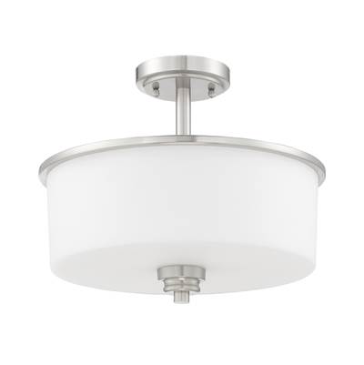 Craftmade Bolden 2 Light Convertible Semi-Flush - White Glass in Brushed Polished Nickel