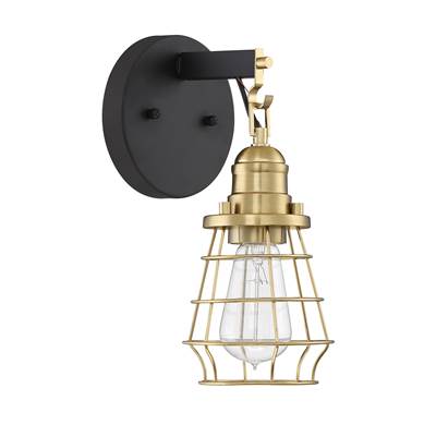 Craftmade Thatcher Wall Sconce - 1-Light in Flat Black/Satin Brass