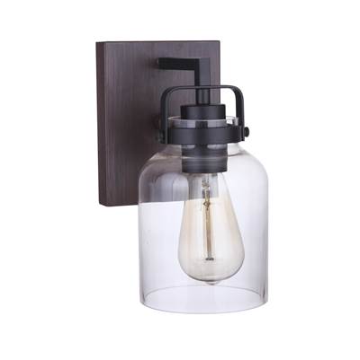 Craftmade Foxwood Wall Sconce - 1-Light in Flat Black/Dark Teak