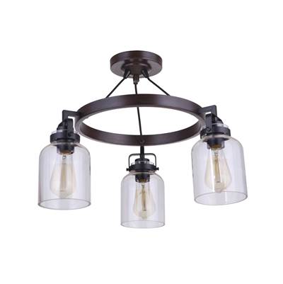 Craftmade Foxwood 3 Light Convertible Semi-Flush in Flat Black Dark Teak