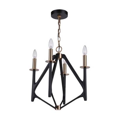 Craftmade The Reserve 4-Light Chandelier in Flat Black/Satin Brass