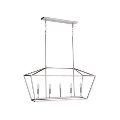 Craftmade Flynt II 5-Light Island Pendant in Flat Black/Brushed Polished Nickel