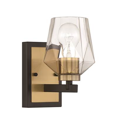 Craftmade Avante Grand Wall Sconce - 1-Light in Flat Black/Satin Brass