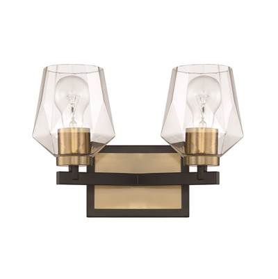Craftmade Avante Grand 2-Light Vanity in Flat Black/Satin Brass