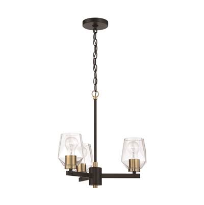 Craftmade Avante Grand 3-Light Chandelier in Flat Black/Satin Brass