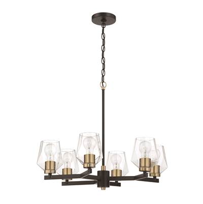 Craftmade Avante Grand 6-Light Chandelier in Flat Black/Satin Brass