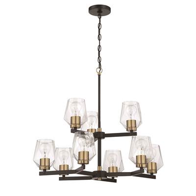 Craftmade Avante Grand 9-Light Two-Tier Chandelier in Flat Black/Satin Brass