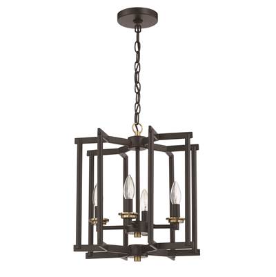Craftmade Avante Grand 4-Light Cage Foyer in Flat Black/Satin Brass