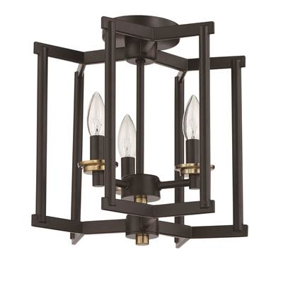 Craftmade Avante Grand 3 Light Cage Convertible Semi Flush/Pendant in Flat Black/Satin Brass