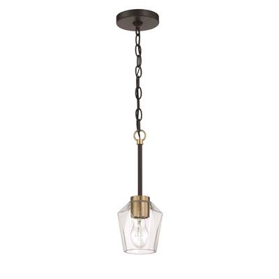 Craftmade Avante Grand 1 Light Mini Pendant in Flat Black/Satin Brass