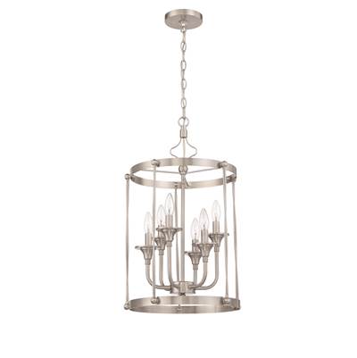 Craftmade Jolenne 6-Light Cage Foyer Pendant in Brushed Polished Nickel