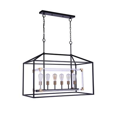 Craftmade Aaron 6-Light Island Pendant in Flat Black/Satin Brass