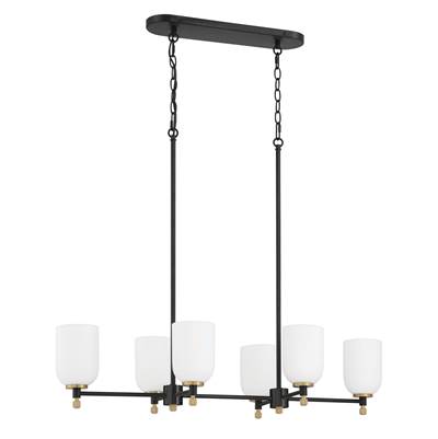 Craftmade Council 6-Light Island Pendant in Flat Black/Satin Brass
