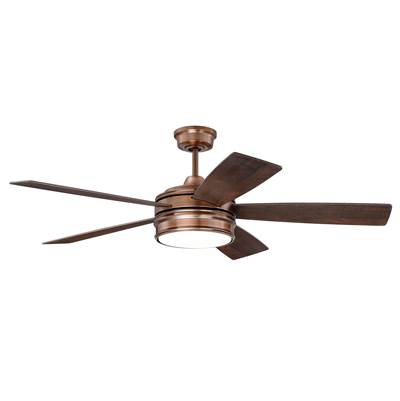 Craftmade Braxton 52" 5-Blade Ceiling Fan - Light Kit Included in Brushed Copper