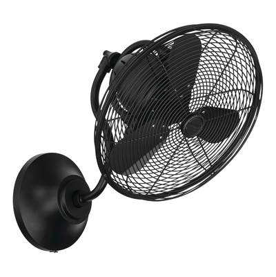 Craftmade Bellows I 14" 3-Blade Hard-Wired Wall Fan - Damp - Not Light Kit Adaptable in Flat Black