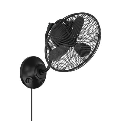Craftmade Bellows I 14" 3-Blade Wall Fan - Damp - Not Light Kit Adaptable in Flat Black