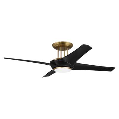 Craftmade Cam 54" 4-Blade Ceiling Fan - Light Kit Included in Flat Black Satin Brass