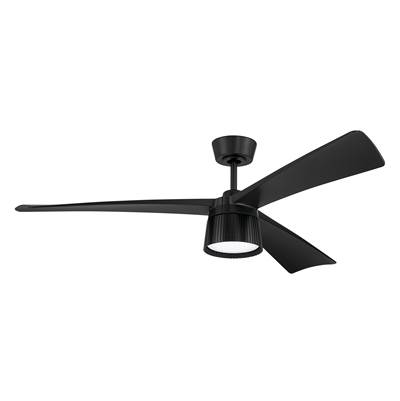 Craftmade Canto 52" 3-Blade Indoor/Outdoor (Damp) Ceiling Fan - Light Kit Included in Flat Black