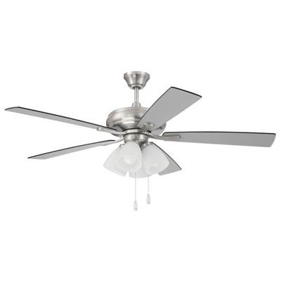Craftmade Eos Frost 52" 5-Blade Ceiling Fan - 4-Light Integrated Kit in Brushed Polished Nickel with Brushed Nickel/Greywood Blades