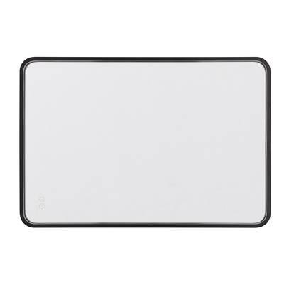 Craftmade Monica 24" x 36" Framed Rounded Rectangular Edge Lit LED Mirror - 3000-5000K - Defogger and Dimmer in Flat Black