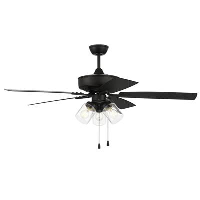 Craftmade Pro Plus 104 52" 5-Blade Ceiling Fan - Wet Location - Integrated Light Kit in Flat Black
