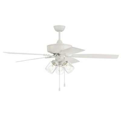 Craftmade Pro Plus 104 52" 5-Blade Ceiling Fan - Wet Location - Integrated Light Kit in White