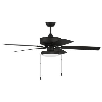 Craftmade Pro Plus 119 52" 5-Blade Ceiling Fan - Wet Location - Light Kit Included in Flat Black