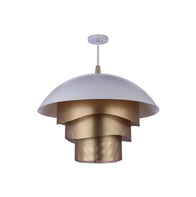 Craftmade MWWMG Sculptural Statement Dome Pendant - 31.25" Diameter - Perforated Metal Shades in Matte White Matte Gold