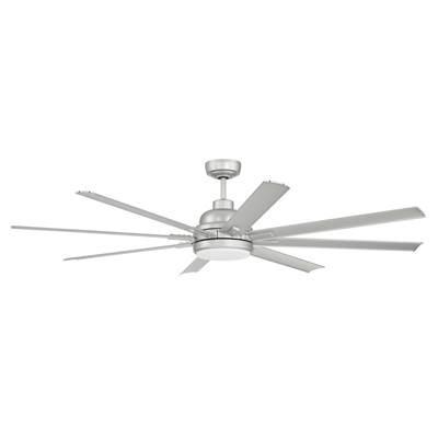 Craftmade Rush 65" 8-Blade Ceiling Fan - Wet Location - Light Kit Included in Painted Nickel